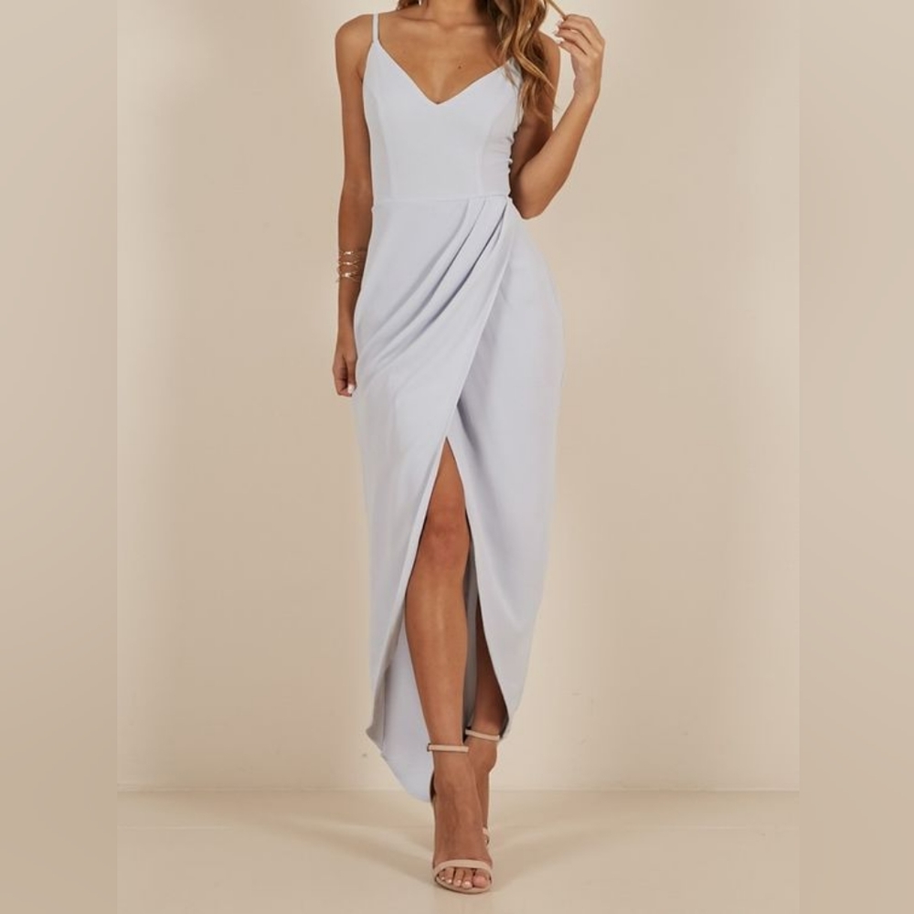 NWT Showpo Light Blue Dress w/ Front Split - Size 4
